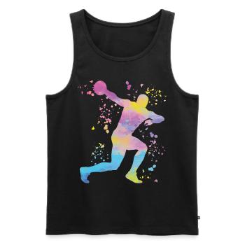 Diskuswerfer Colorsplash Diskuswurf - Männer Premium Bio Tank Top - Schwarz - Vorne - AI Model Male 178 light (178cm)