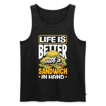 Sandwich Sandwich Snack Célébration - Débardeur bio Premium Homme - noir - Devant - AI Model Male 178 light (178cm)