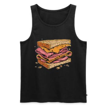 Sandwich Sandwich Snack Célébration - Débardeur bio Premium Homme - noir - Devant - AI Model Male 178 light (178cm)