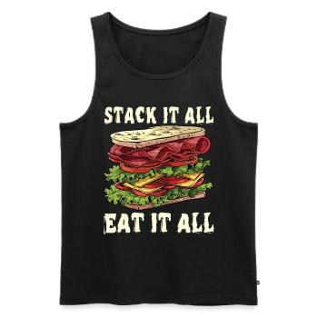 Sandwich Sandwich Snack Célébration - Débardeur bio Premium Homme - noir - Devant - AI Model Male 178 light (178cm)
