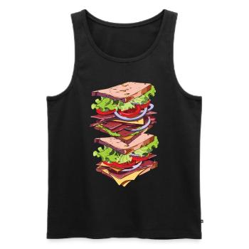 Sandwich Sandwich Snack Célébration - Débardeur bio Premium Homme - noir - Devant - AI Model Male 178 light (178cm)