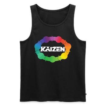 Hiragana Katakana Kaizen-methode Kaizen - Débardeur bio Premium Homme - noir - Devant - AI Model Male 178 light (178cm)