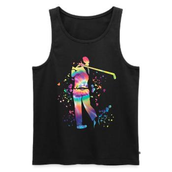 Golfer Colorsplash Kinder Miniaturgolf - Männer Premium Bio Tank Top - Schwarz - Vorne - AI Model Male 178 light (178cm)