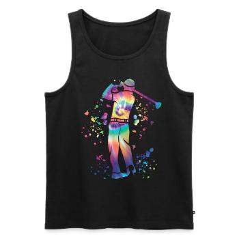 Golfer Colorsplash Kinder Miniaturgolf - Männer Premium Bio Tank Top - Schwarz - Vorne - AI Model Male 178 light (178cm)