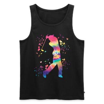 Golfer Colorsplash Kinder Miniaturgolf - Männer Premium Bio Tank Top - Schwarz - Vorne - AI Model Male 178 light (178cm)