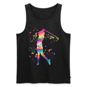 Golfer Colorsplash Kinder Miniaturgolf - Männer Premium Bio Tank Top - Schwarz - Vorne - AI Model Male 178 light (178cm)