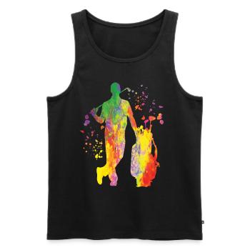 Golfer Colorsplash Kinder Miniaturgolf - Männer Premium Bio Tank Top - Schwarz - Vorne - AI Model Male 178 light (178cm)