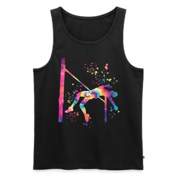 Saut en hauteur Aquarelle Saut en hauteur - Débardeur bio Premium Homme - noir - Devant - AI Model Male 178 light (178cm)
