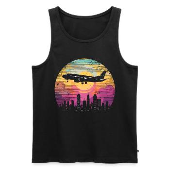 Meine Erste Flugreise Erstes Mal Fliegen - Männer Premium Bio Tank Top - Schwarz - Vorne - AI Model Male 178 light (178cm)