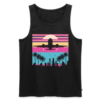 Meine Erste Flugreise Erstes Mal Fliegen - Männer Premium Bio Tank Top - Schwarz - Vorne - AI Model Male 178 light (178cm)