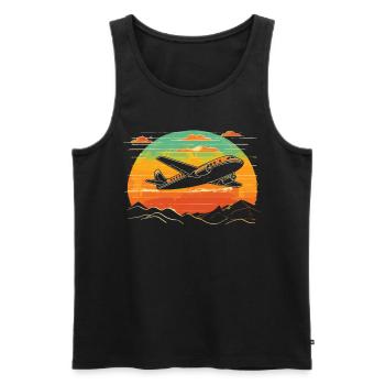 Meine Erste Flugreise Erstes Mal Fliegen - Männer Premium Bio Tank Top - Schwarz - Vorne - AI Model Male 178 light (178cm)