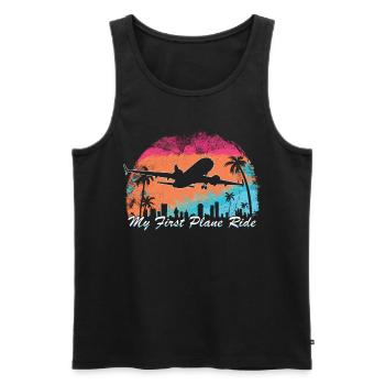 Meine Erste Flugreise Erstes Mal Fliegen - Männer Premium Bio Tank Top - Schwarz - Vorne - AI Model Male 178 light (178cm)