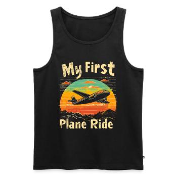 Meine Erste Flugreise Erstes Mal Fliegen - Männer Premium Bio Tank Top - Schwarz - Vorne - AI Model Male 178 light (178cm)