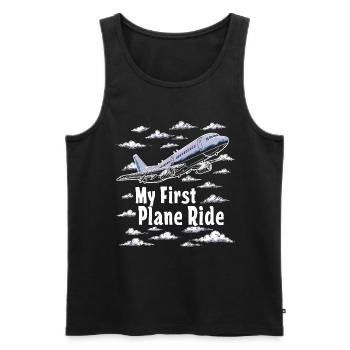 Meine Erste Flugreise Erstes Mal Fliegen - Männer Premium Bio Tank Top - Schwarz - Vorne - AI Model Male 178 light (178cm)