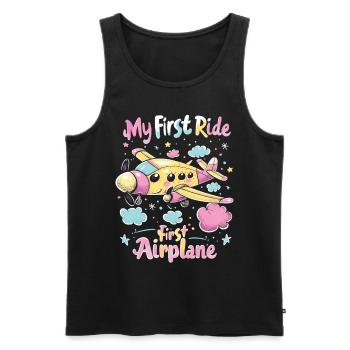 Meine Erste Flugreise Erstes Mal Fliegen - Männer Premium Bio Tank Top - Schwarz - Vorne - AI Model Male 178 light (178cm)