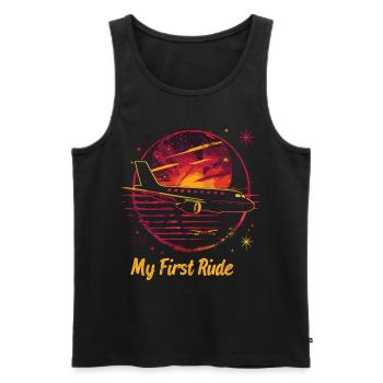 Meine Erste Flugreise Erstes Mal Fliegen - Männer Premium Bio Tank Top - Schwarz - Vorne - AI Model Male 178 light (178cm)