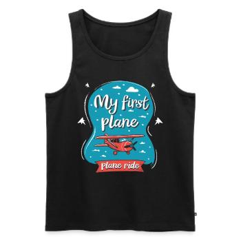Meine Erste Flugreise Erstes Mal Fliegen - Männer Premium Bio Tank Top - Schwarz - Vorne - AI Model Male 178 light (178cm)