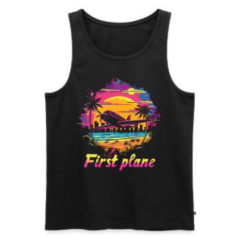 Meine Erste Flugreise Erstes Mal Fliegen - Männer Premium Bio Tank Top - Schwarz - Vorne - AI Model Male 178 light (178cm)