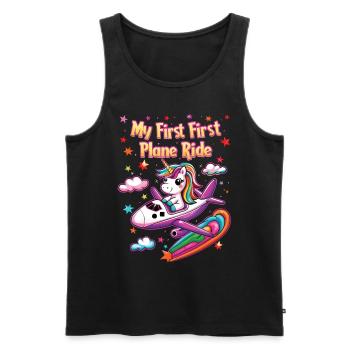 Meine Erste Flugreise Erstes Mal Fliegen - Männer Premium Bio Tank Top - Schwarz - Vorne - AI Model Male 178 light (178cm)