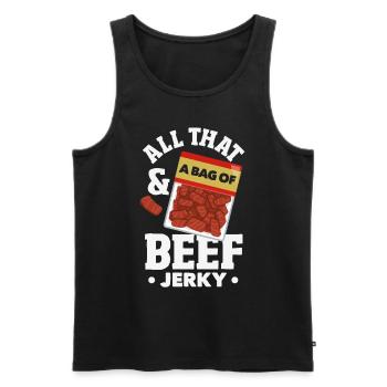Beef Jerky Dealer Beef Jerky Costume - Men's Premium Organic Tank Top - black - Front - AI Model Male 178 light (178cm)