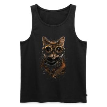 Steampunk-katze - Männer Premium Bio Tank Top - Schwarz - Vorne - AI Model Male 178 light (178cm)