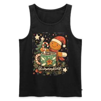 "Glühweinaktivist" - Weihnachts Glühwein - Männer Premium Bio Tank Top - Schwarz - Vorne - Michal (187cm)