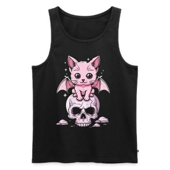 Kawaii Chat Pastel Goth Mignon Effrayant - Débardeur bio Premium Homme - noir - Devant - Michal (187cm)