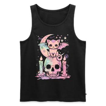 Kawaii Chat Pastel Goth Mignon Effrayant - Débardeur bio Premium Homme - noir - Devant - Michal (187cm)