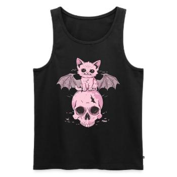 Kawaii Chat Pastel Goth Mignon Effrayant - Débardeur bio Premium Homme - noir - Devant - Michal (187cm)