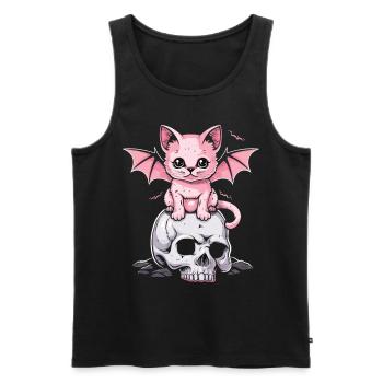 Kawaii Chat Pastel Goth Mignon Effrayant - Débardeur bio Premium Homme - noir - Devant - Michal (187cm)