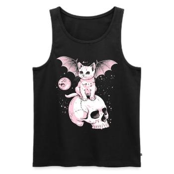 Kawaii Chat Pastel Goth Mignon Effrayant - Débardeur bio Premium Homme - noir - Devant - Michal (187cm)