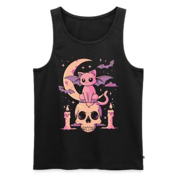 Kawaii Chat Pastel Goth Mignon Effrayant - Débardeur bio Premium Homme - noir - Devant - Michal (187cm)