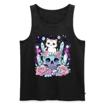 Kawaii Cat Pastel Goth Cute Anime - Men's Premium Organic Tank Top - black - Front - Michal (187cm)