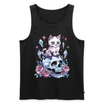 Kawaii Cat Pastel Goth Cute Anime - Men's Premium Organic Tank Top - black - Front - Michal (187cm)