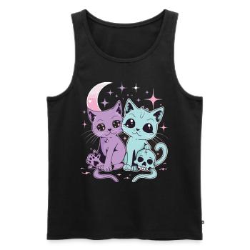 Kawaii Chat Pastel Goth Diabolique - Débardeur bio Premium Homme - noir - Devant - Michal (187cm)