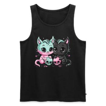 Kawaii Chat Pastel Goth Diabolique - Débardeur bio Premium Homme - noir - Devant - Michal (187cm)
