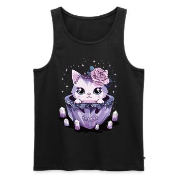 Kawaii Cat Pastel Goth Cute Anime - Men's Premium Organic Tank Top - black - Front - Michal (187cm)