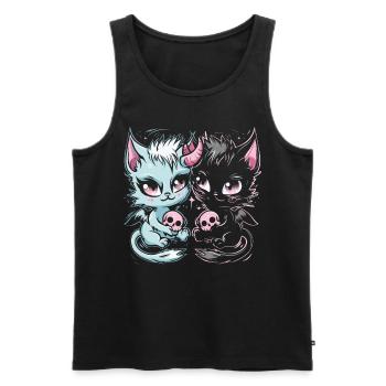 Kawaii Chat Pastel Goth Diabolique - Débardeur bio Premium Homme - noir - Devant - Michal (187cm)