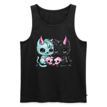 Kawaii Chat Pastel Goth Diabolique - Débardeur bio Premium Homme - noir - Devant - Michal (187cm)