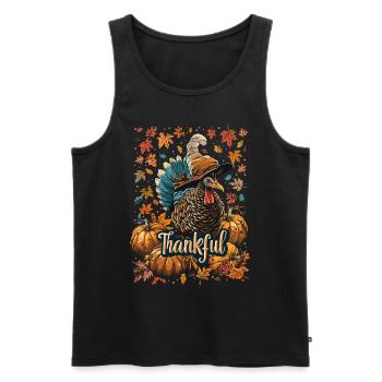 Grateful Gobble Wobble Thanksgiving - Men's Premium Organic Tank Top - black - Front - AI Model Male 178 light (178cm)