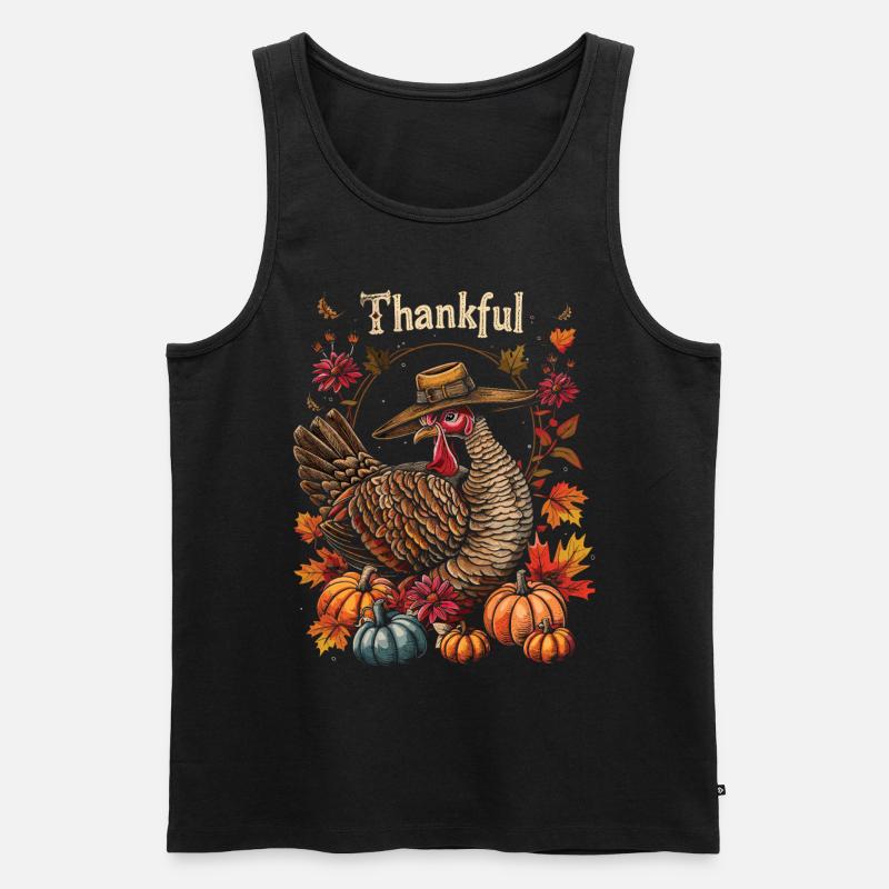 Dankbares Gobble Wobble Thanksgiving - Männer Premium Bio Tank Top - Schwarz