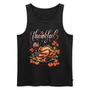 Grateful Gobble Wobble Thanksgiving - Men's Premium Organic Tank Top - black - Front - AI Model Male 178 light (178cm)