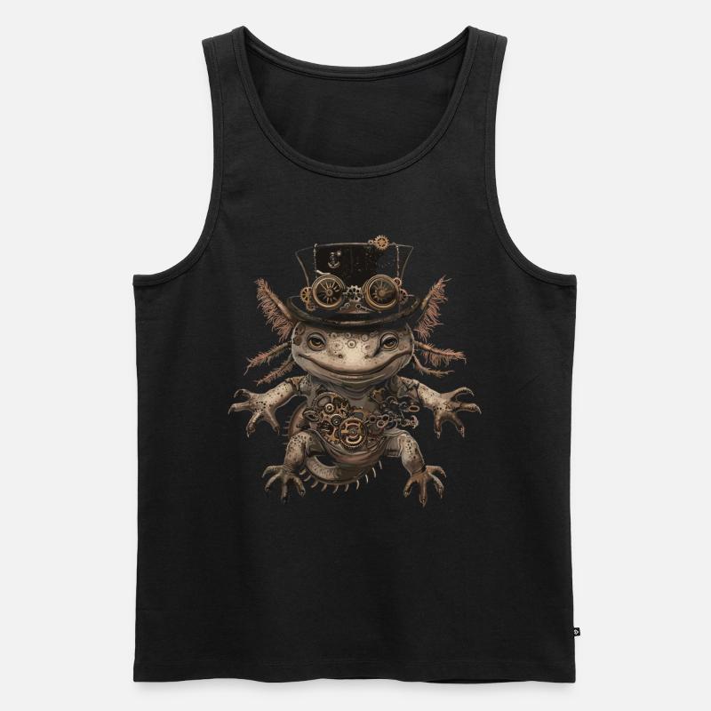 Steampunk Axolotl - Männer Premium Bio Tank Top - Schwarz