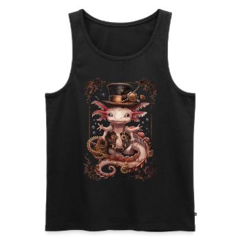 Steampunk Axolotl - Männer Premium Bio Tank Top - Schwarz - Vorne - AI Model Male 178 light (178cm)