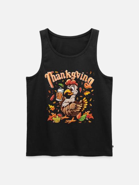 Grateful Gobble Wobble Thanksgiving - Débardeur bio Premium Homme - noir