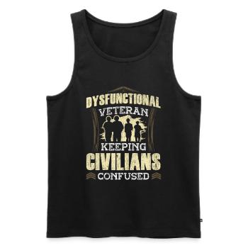 Veteran Medicated Dysfunctional - Männer Premium Bio Tank Top - Schwarz - Vorne - AI Model Male 178 light (178cm)