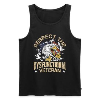 Veteran Medicated Dysfunctional - Männer Premium Bio Tank Top - Schwarz - Vorne - AI Model Male 178 light (178cm)