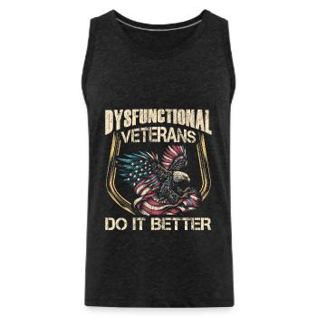 Veteran Medicated Dysfunctional - Männer Premium Bio Tank Top - Anthrazit - Vorne - Alexander (188cm)