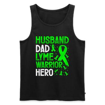 Wear Green Lyme Disease Awareness - Men's Premium Organic Tank Top - black - Front - Michal (187cm)