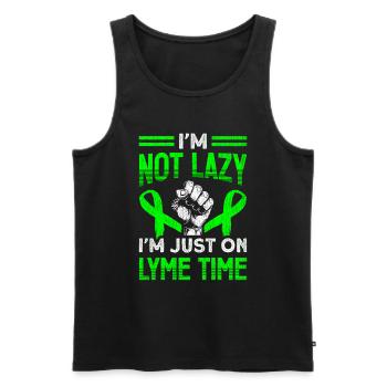 Wear Green Lyme Disease Awareness - Men's Premium Organic Tank Top - black - Front - Michal (187cm)